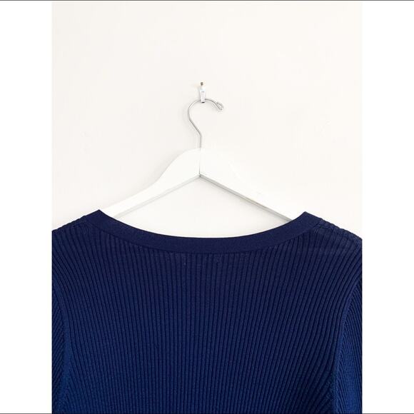 Blue Leith Button Front Ribbed Sweater - Picture 3 of 6